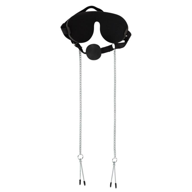 Bad Kitty Maske, Gag Ball og Nipple Klemmer-4