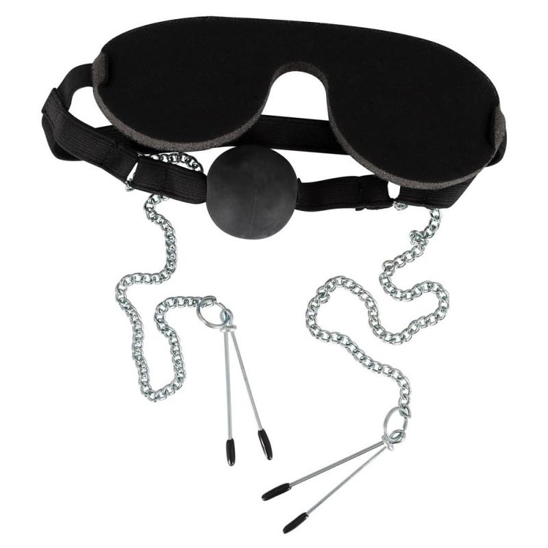 Bad Kitty Maske, Gag Ball og Nipple Klemmer-2