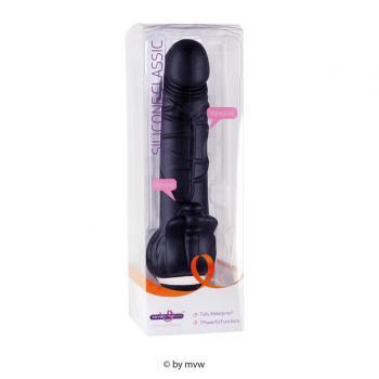 SILICONE CLASSIC VIBRATOR-19 cm -SORT-1