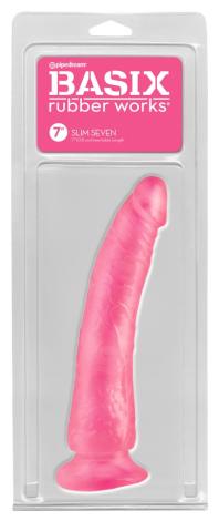 Pipedream Basix Rubber – Slim Seven Pink Dildo 21 cm 1