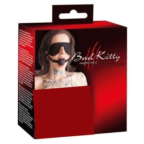 Bad Kitty Maske, Gag Ball og Nipple Klemmer-1