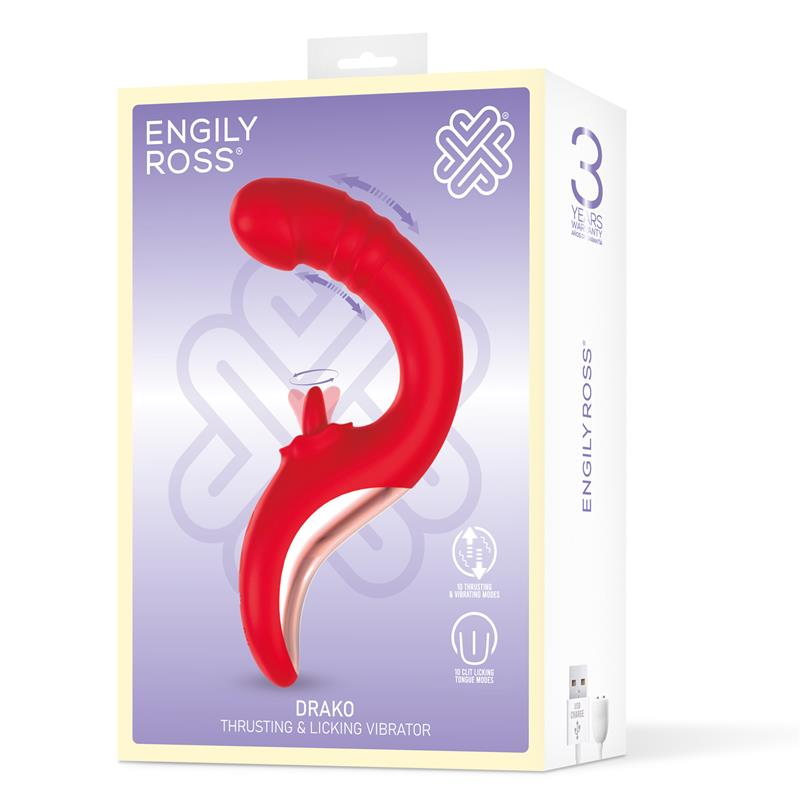Drako Thrusting og Licking Tongue Vibrator
