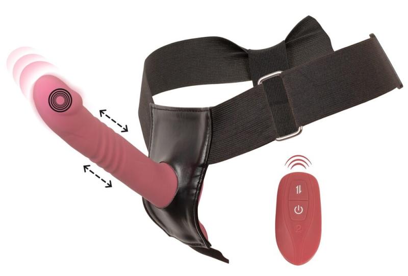 Stødende Strap-On vibrator med Fjernbetjening-2