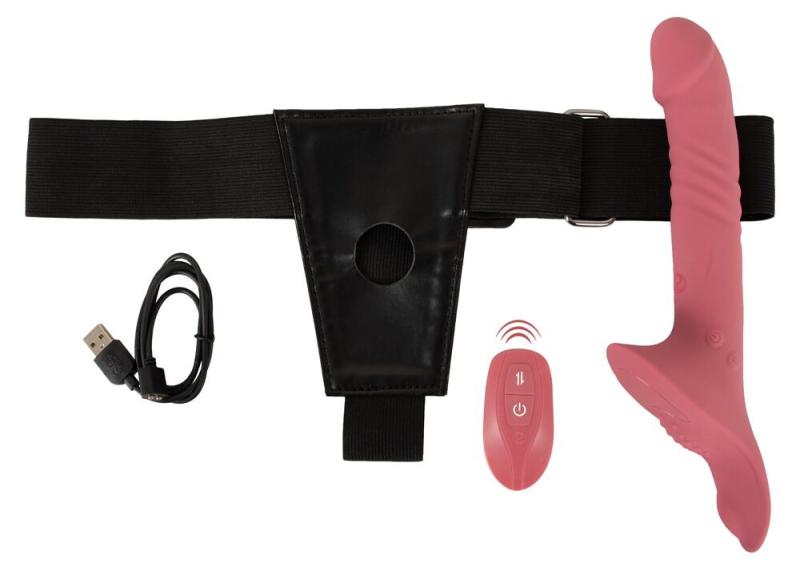 Stødende Strap-On vibrator med Fjernbetjening-13