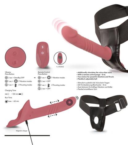 Stødende Strap-On vibrator med Fjernbetjening-14