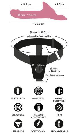 Stødende Strap-On vibrator med Fjernbetjening-15