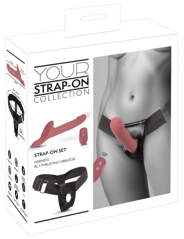 Stødende Strap-On vibrator med Fjernbetjening-1